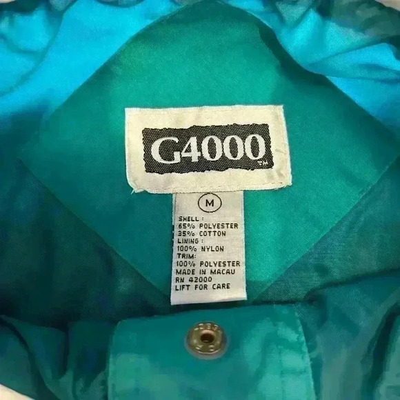 Vintage 80's Wind Breaker Teal White Navy Nautical Miami Vice Sz Med‎ - Picture 9 of 9